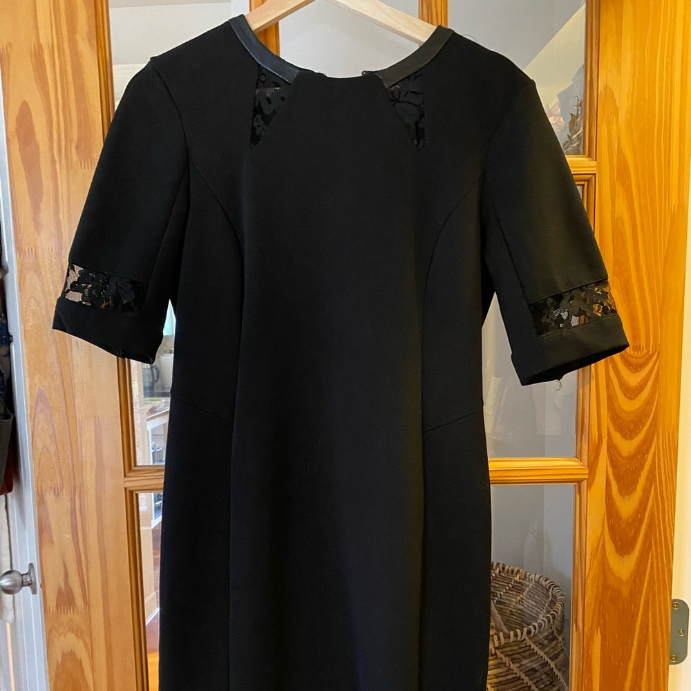 Maternity dress with leather detailing